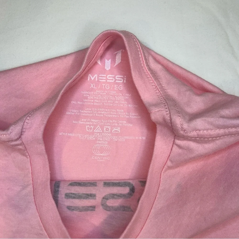 Pink Messi #10 Soccer Silhouette T-shirt Unisex Youth XL NWT